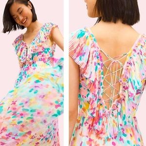 Kate Spade Painted Petals Pleated Dress size 2